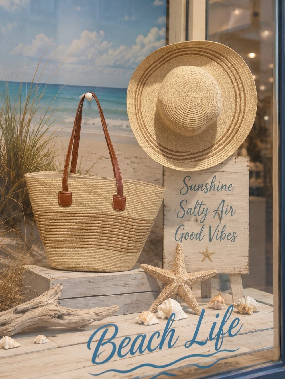Straw Beach Tote & Sun Hat Set